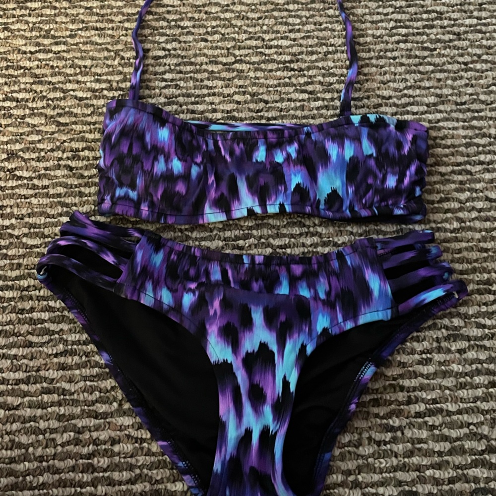 Venus purple cheetah bandeau bikini